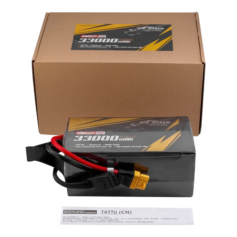 TATTU NMC Semi-Solid State 350Wh/kg 33000mAh 10C 44,4V 12S1P Lipo-Akkupack mit AS150U-F-Stecker