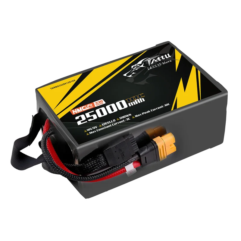 TATTU NMC Semi-Solid State 330Wh/kg 25000mAh 10C 44,4V 12S1P Lipo-Akkupack mit AS150U-F-Stecker