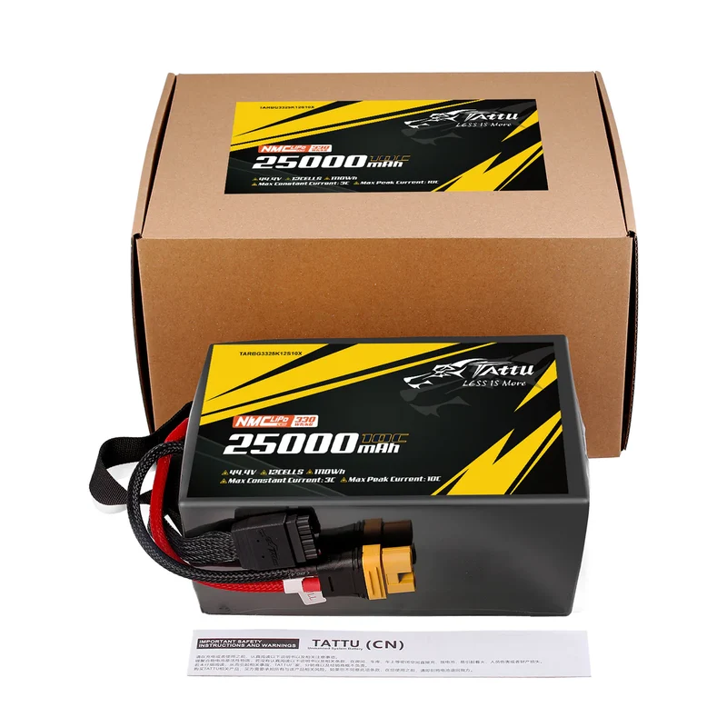 TATTU NMC Semi-Solid State 330Wh/kg 25000mAh 10C 44,4V 12S1P Lipo-Akkupack mit AS150U-F-Stecker