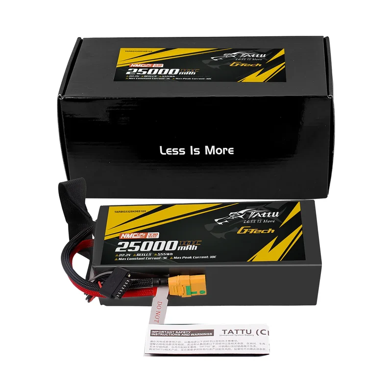 TATTU NMC Semi-Solid State 330Wh/kg 25000mAh 10C 22,2V 6S1P Lipo-Akkupack mit XT90-S-Stecker