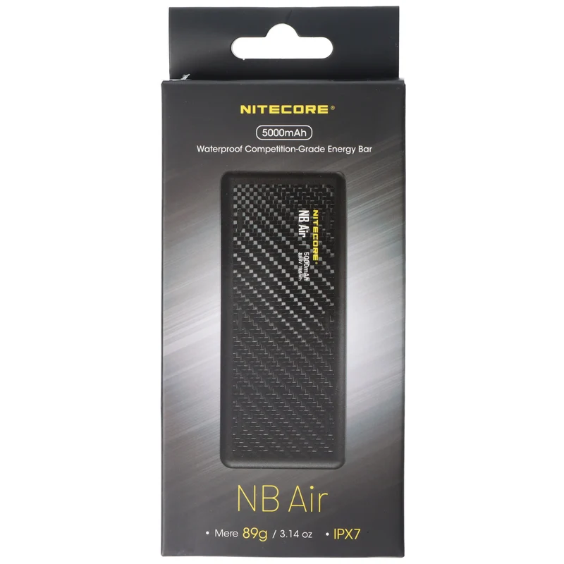 Nitecore Powerbank NB Air, 5000mAh, wasserdicht, 89 Gramm, Carbon-Gehäuse