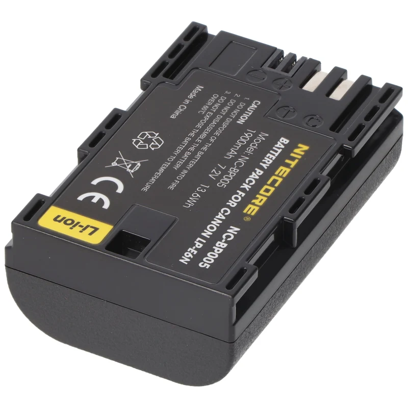 Nitecore LP-E6N Kamera Akku für Canon LP-E6N, NC-BP005, passend für EOS 6D Mark II, EOS 5DS, EOS 6D, 7,2V, 1900mAh