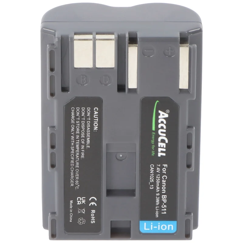 AccuCell Akku passend für Canon BP-511 Akku BP-511A, BP-508, BP-512, BP-514