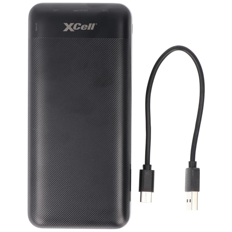 XCell Powerbank X20000PD mit 20.000mAh Kapazität, USB-C PD3.0, Quick-Charge, LED-Display, 2x USB-Ausgang 1x USB-C-Ausgang