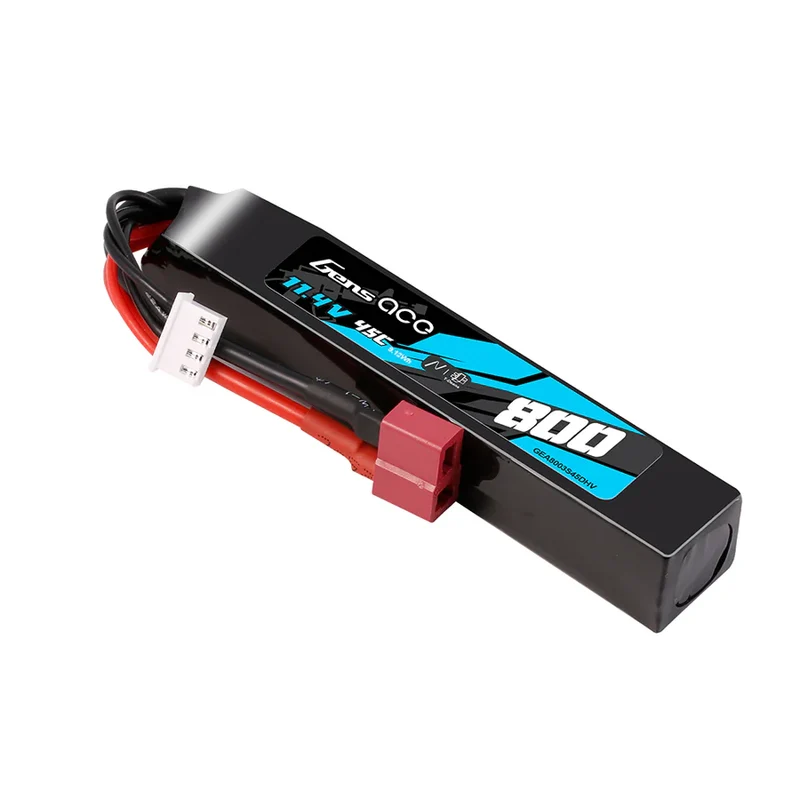 Gens Ace LiPo 800mAh 11,4V 45C 3S1P Deans (T) Hochspannungs-LIPO-Akkupack