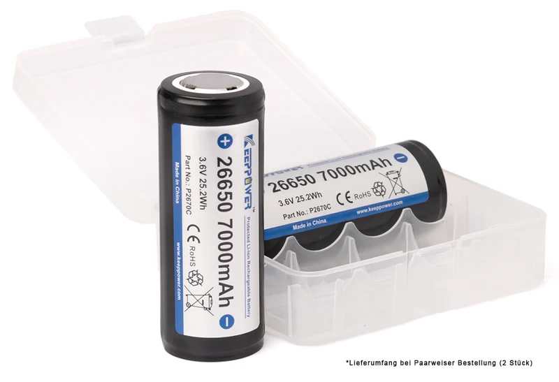 Keeppower 26650 *7000mAh 3,6V-3,7V Li-Ionen-Akku Mit PCB Schutzelektronik