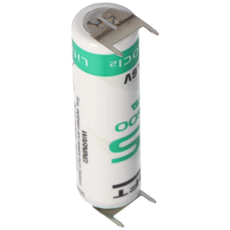 Saft LS14500 AA Lithium Batterie 3,6 Volt mit Printanschluss, LS14500 LiSOCI2 2600mAh 2er Print - / 2er Print +