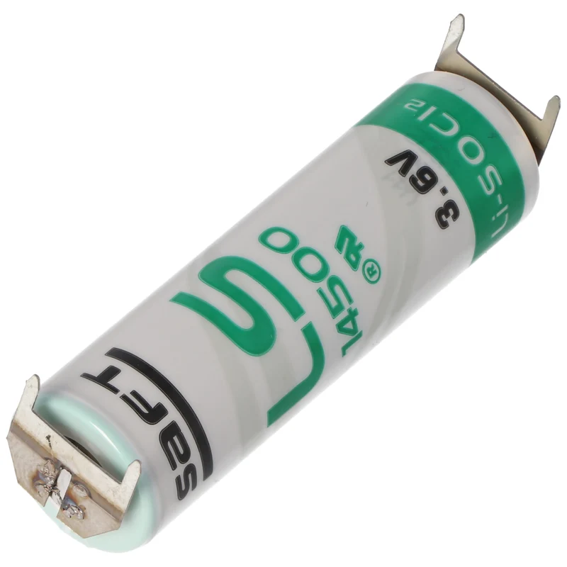 Saft LS14500 AA Lithium Batterie 3,6 Volt mit Printanschluss, LS14500 LiSOCI2 2600mAh 2er Print - / 2er Print +