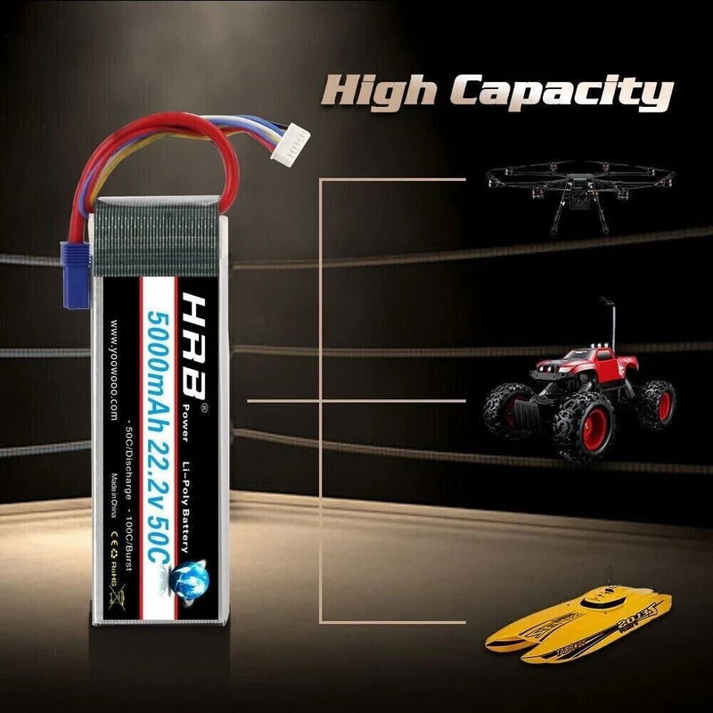 HRB 6S 5000mAh 22,2 V 50C EC5 LiPo Akku
