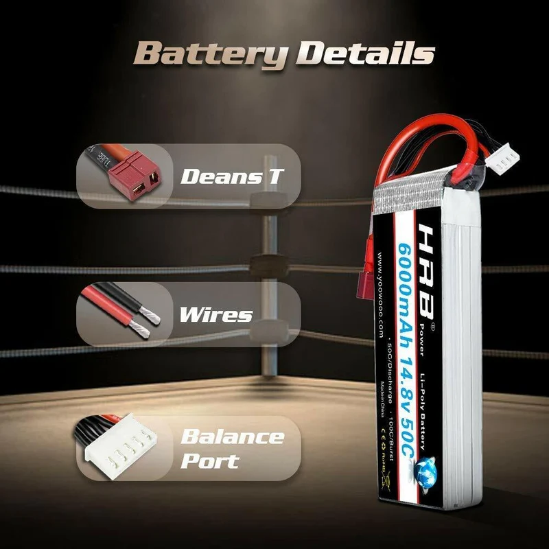HRB 4S 6000mAh 14,8V 50C Deans T Stecker (2 St.)