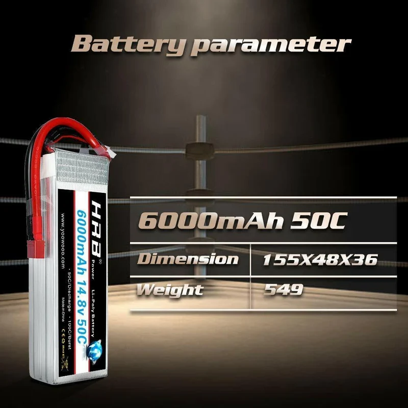 HRB 4S 6000mAh 14,8V 50C Deans T Stecker (2 St.)
