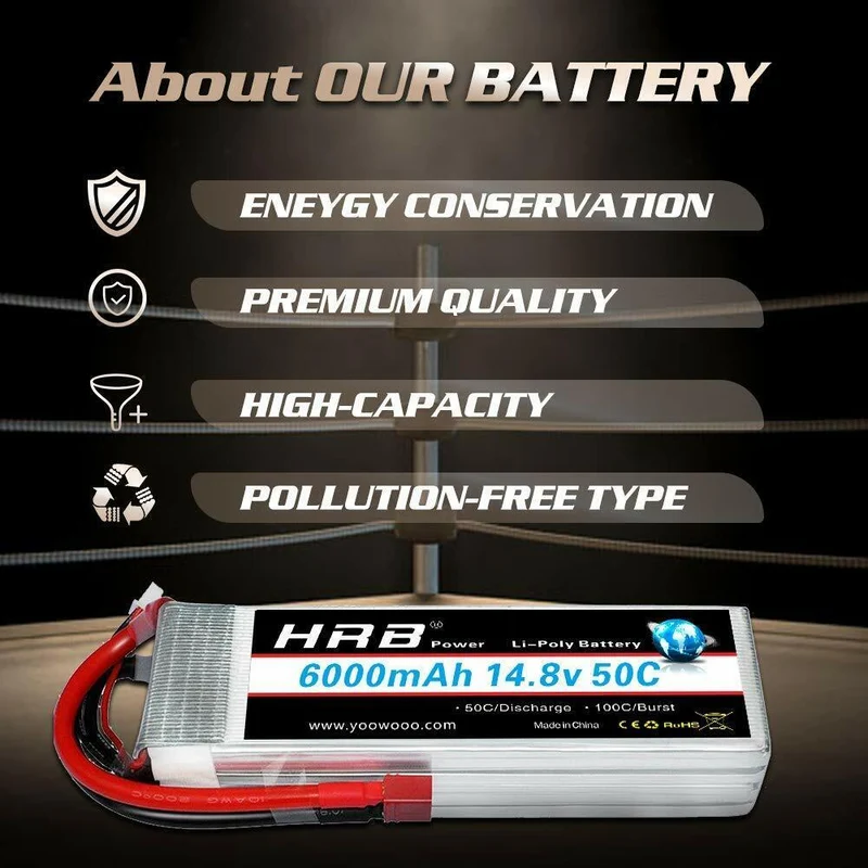 HRB 4S 6000mAh 14,8V 50C Deans T Stecker (2 St.)
