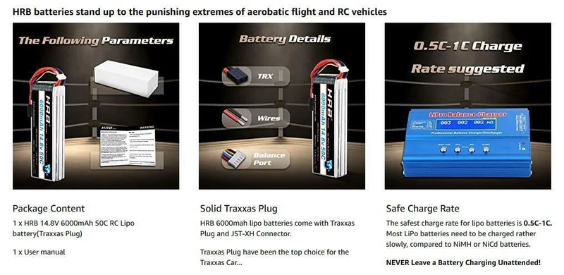 HRB 4S 6000mAh 14,8V 50C Deans T Stecker (2 St.)