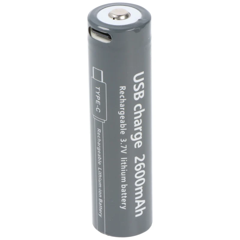 AccuCell 18650 Li-ion Akku, 3,7V, 2600mAh, mit USB-C Charging Port, ca. 71,1 x 18,5mm