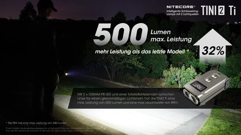 Nitecore Taschenlampe TINI 2 Titanium - 500 Lumen