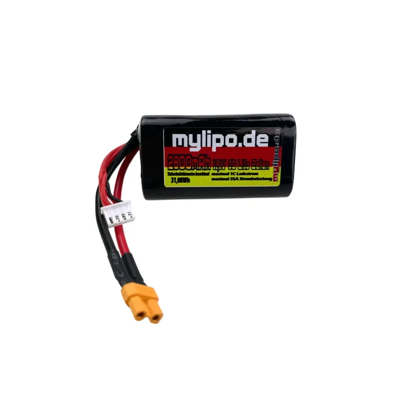 Mylipo Li-Ion Akku Rundzelle Molicel INR18650-P28A, 2800mAh 35A Li-Ionen-Akku, 11,1V XT30 Saddlepack