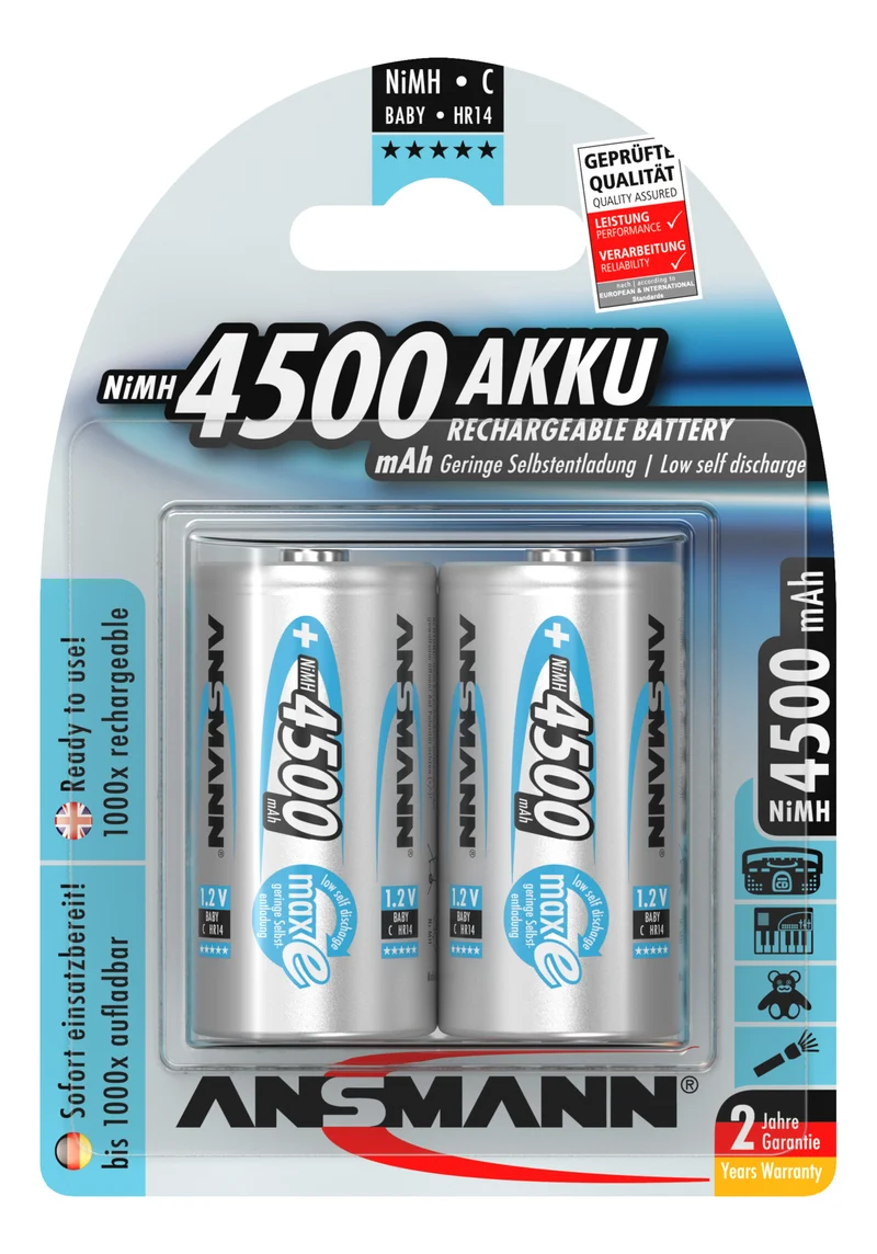Ansmann maxE Baby C LR14 4500mAh NiMH Akku im 2er Blister