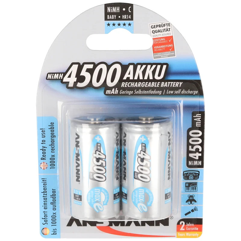 Ansmann maxE Baby C LR14 4500mAh NiMH Akku im 2er Blister