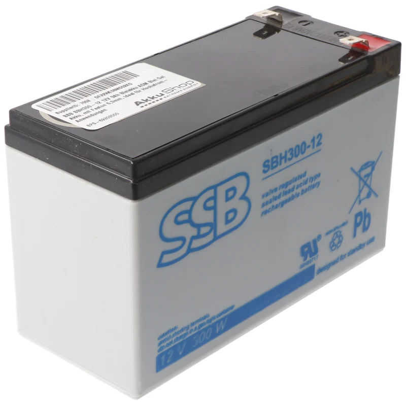 SSB SBH300-12 12V 9Ah Bleiakku AGM Blei Gel Akku, mit Faston 6,3mm, ideal für Hochstrom-Anwendungen