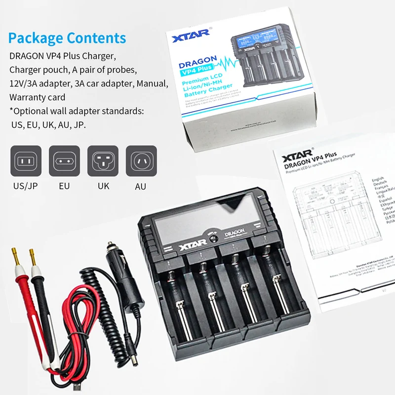 Xtar Universal Schnell-Ladegerät für Li-Ion, NiMH und 3s Akkupack, Akkulänge max. 73mm