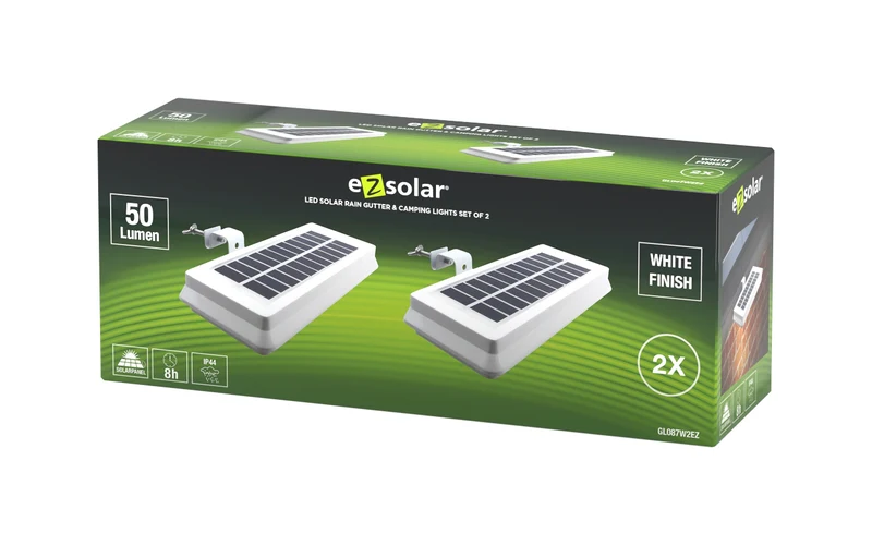EZ Solar LED-Solar-Regenrinnen- und Campingbeleuchtung 2er-Pack