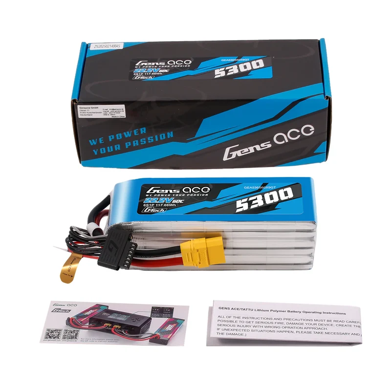 Gens Ace G-Tech 5300 mAh 22,2 V 60 C 6S1P Akkupack mit XT90-Stecker