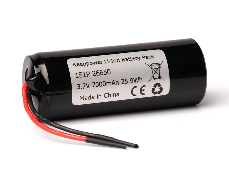 Keeppower 1S1P 26650 3,6V 3,7V (4,2V) *7000mAh Li-Ion-Akku **PCB geschützt, mit Kabelanschluss