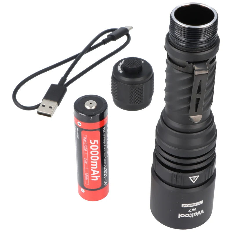 Weltool W7 taktische LEP-Taschenlampe, beeindruckende Reichweite bis zu 1.788 Metern, 700 Lumen, inkl. 21700 Li-Ion Akku