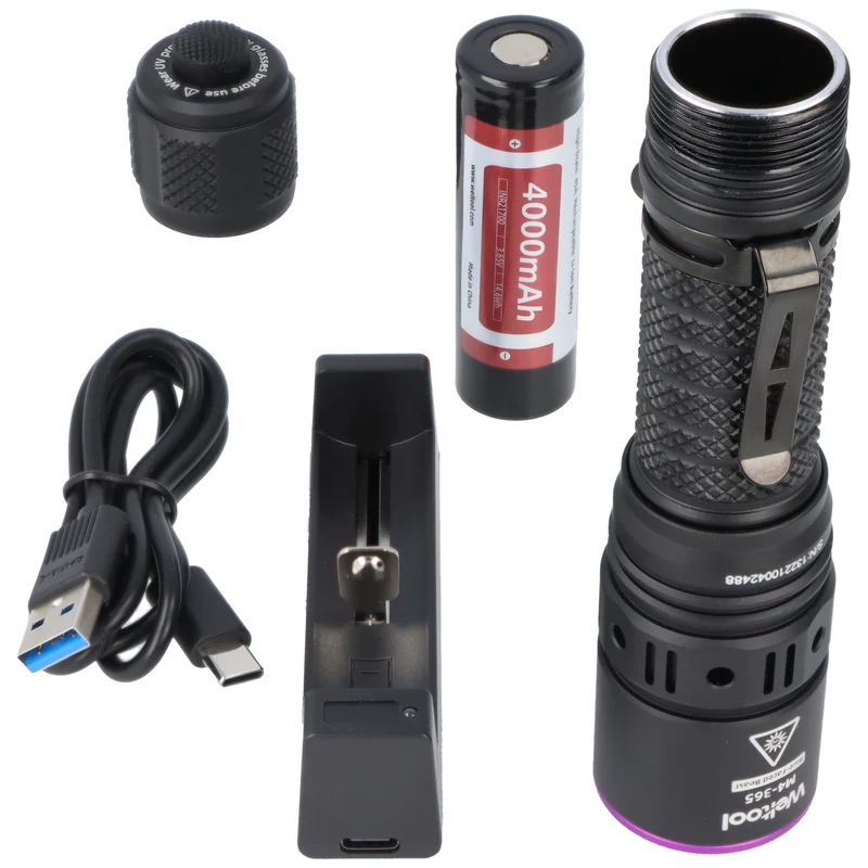 Weltool M4 UV-Taschenlampe, 365nm, professionelle UV-Lampe, wiederaufladbar