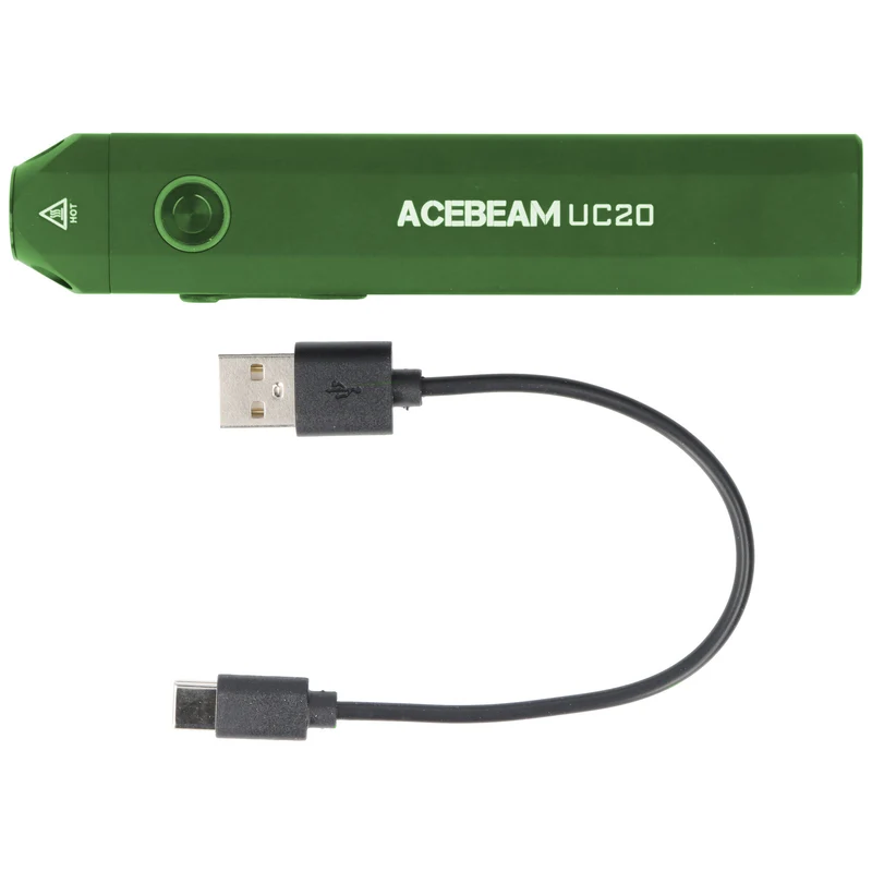 AceBeam UC20 LED-Taschenlampe grün mit bis zu 1000 Lumen, 3 Lichtquellen, ultraflach, wiederaufladbar