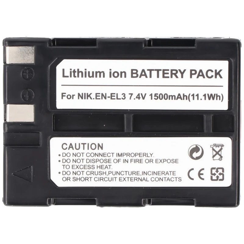 AccuCell Akku passend für Nikon EN-EL3, EN-EL3a Li-ion, 7,4V, 1500mAh, 11,1Wh