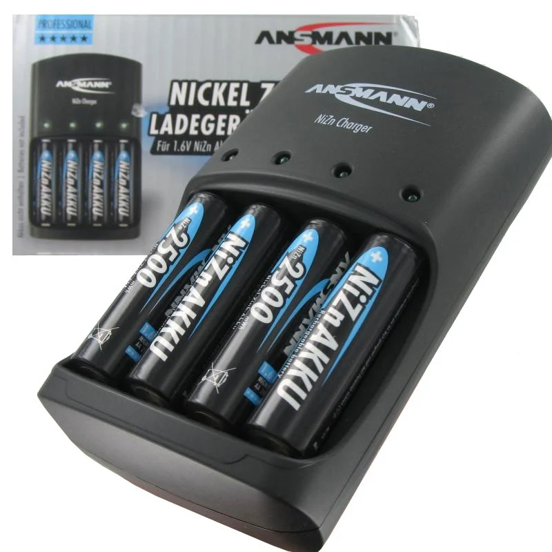 Ansmann Schnell-Ladegerät für NiZn 1,6 Volt Akku 900mWh und 2500mWh