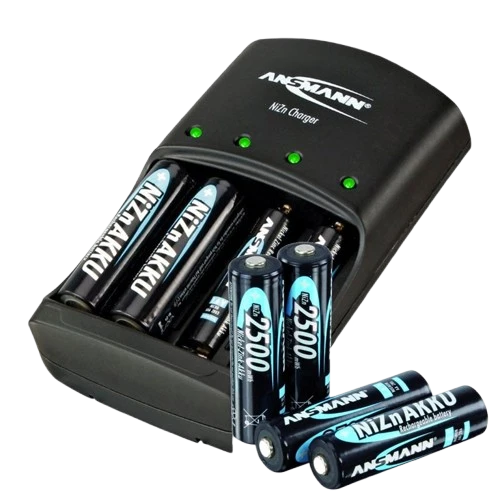 Ansmann Schnell-Ladegerät für NiZn 1,6 Volt Akku mit 4x 2500mWh Mignon AA