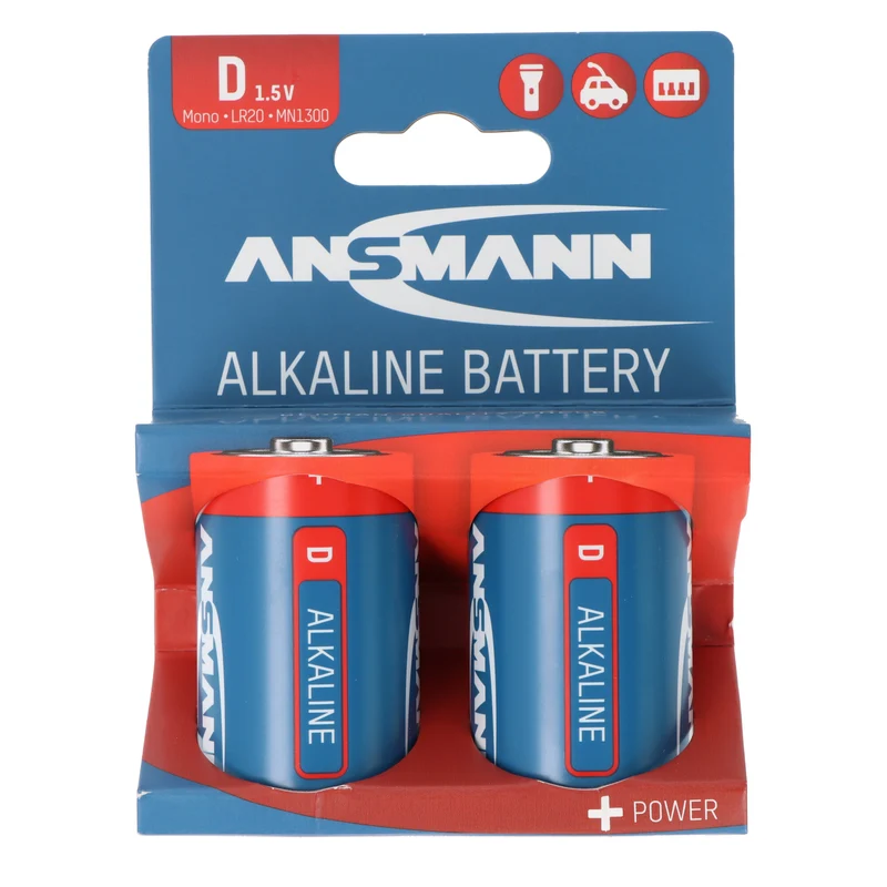 Ansmann Alkaline Mono D, LR20 Batterie, 1,5V, 2er Papierblister