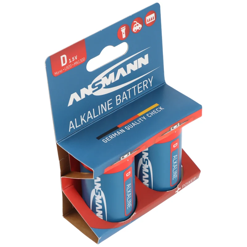 Ansmann Alkaline Mono D, LR20 Batterie, 1,5V, 2er Papierblister