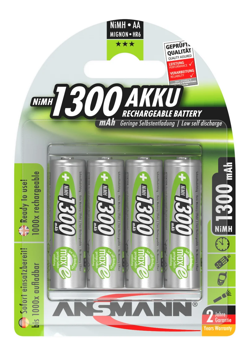 Ansmann NiMH-Akku Mignon 1300mAh 4er-Blister