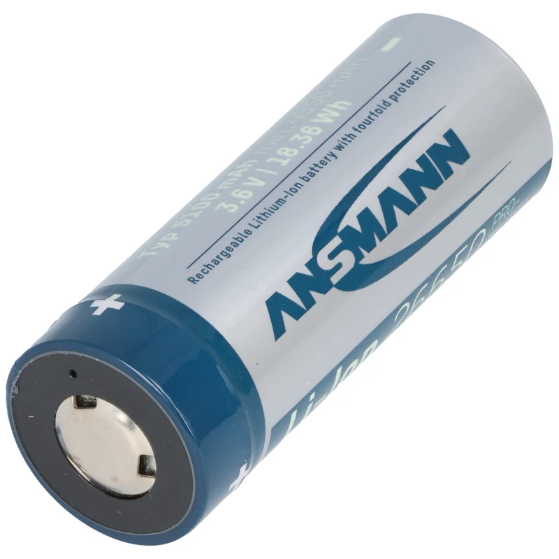 Ansmann 26650 Li-Ion Akku mit USB-C Ladebuchse, 3,6V 5100mAh min. 4950mAh, mit Schutzschaltung