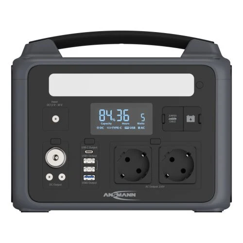 Ansmann Powerstation PS600AC 600W, 640Wh Powerstation, LiFePO4 Akku, integrierte LED-Lampe