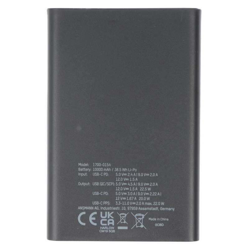 Ansmann Powerbank PB222PD 10.000mAh, schnellladefähig, ultrakompakt und leicht