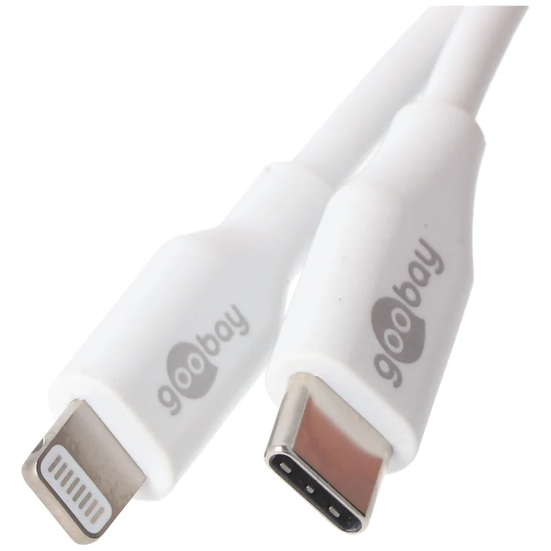 Goobay Lightning USB-C Lade- und Synchronisationskabel, das MFi-Kabel für Apple iPhone, iPad, weiß