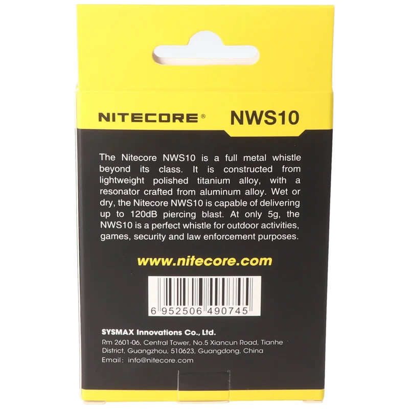 Nitecore NWS10 Einkammer-Notsignal Pfeife aus Titan gefertigt, 120db inkl. Schlüsselring