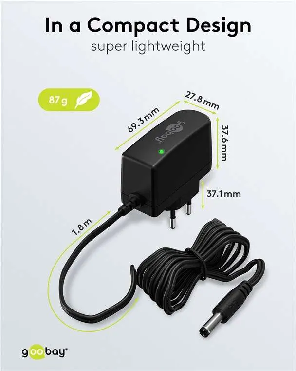 Goobay 12-V-Netzteil (12 W / 1,0 A) - mit DC-Stecker 5,5 mm x 2,1 mm