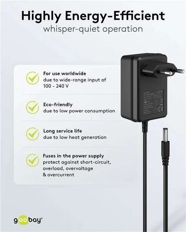 Goobay Universal-Netzteil (3 V - 12 V, max. 7,2 W / 0,6 A) - inkl. 11 Adapter: 7 DC-Adapter plus USB-C™, USB-A, USB Mini-B, Micro-USB und Schraubklemmenanschluss