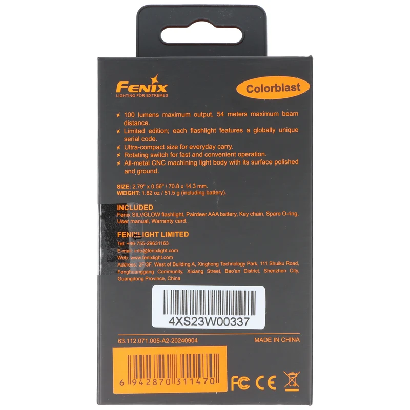 Fenix SILVGLOW Mini-Schlüsseltaschenlampe, Worldwide Limited Edition, Colorblast