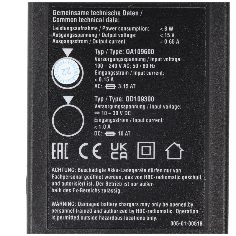 HBC Radiomatic Original-Ladegerät HBC QA109600 passend für HBC FUB03, FUB05, FUB9NM