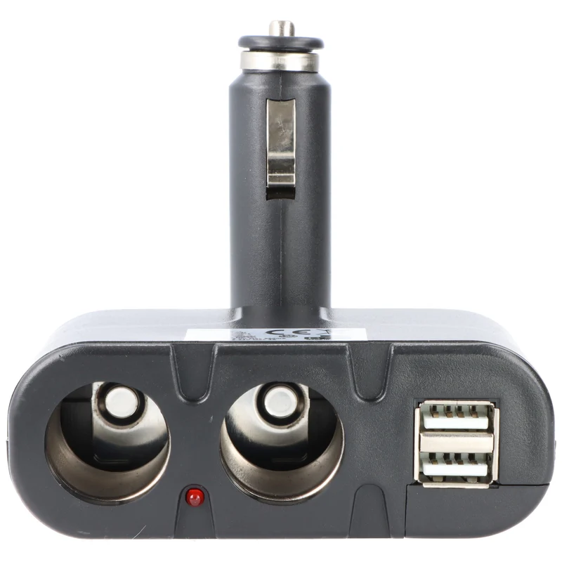 AccuCell KFZ-Adapter, Verteiler Zigarettenanzünder - Stecker auf 2x Kupplung + USB