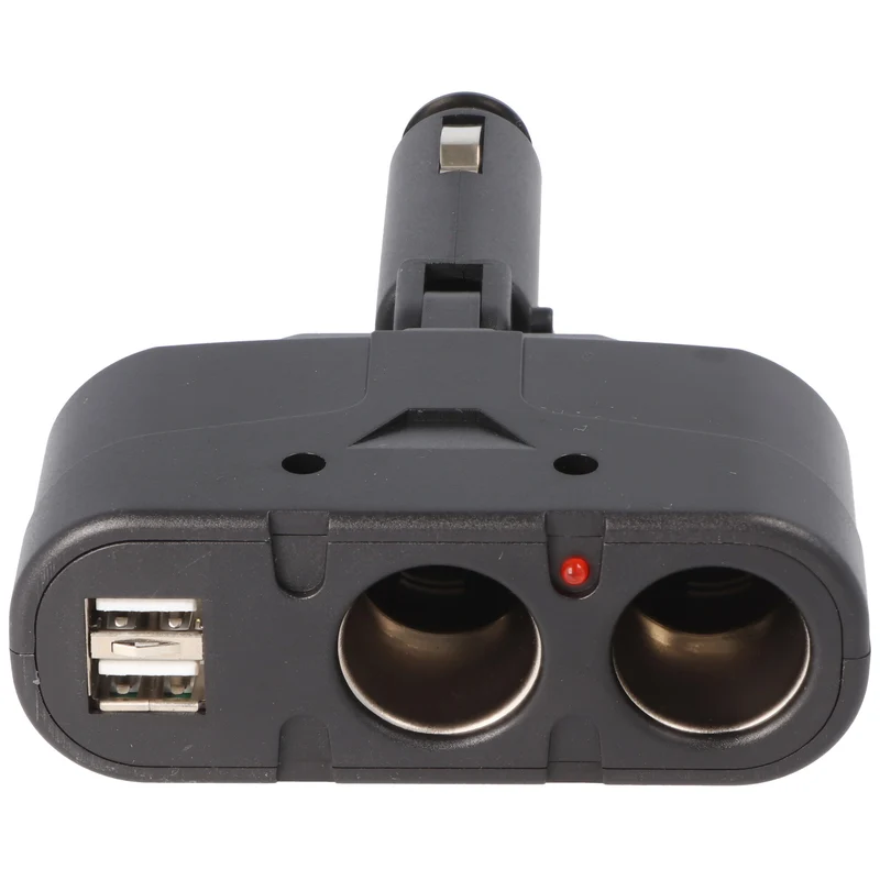AccuCell KFZ-Adapter, Verteiler Zigarettenanzünder - Stecker auf 2x Kupplung + USB