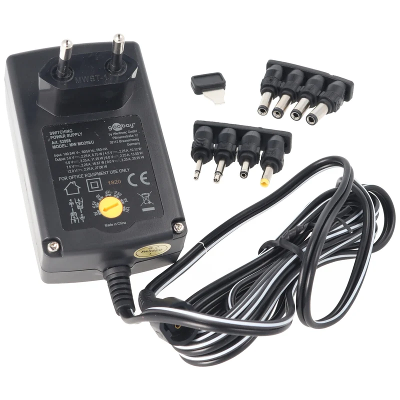 Goobay Universal Stabilisiertes Schaltnetzteil Eco-Friendly mit 2250mA