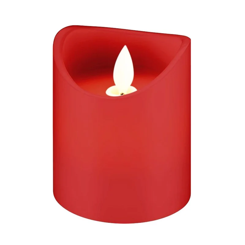 AccuCell 4er Set LED-Echtwachs-Kerzen in rot, Deko ideal für Advent, Adventskranz und Weihnachten