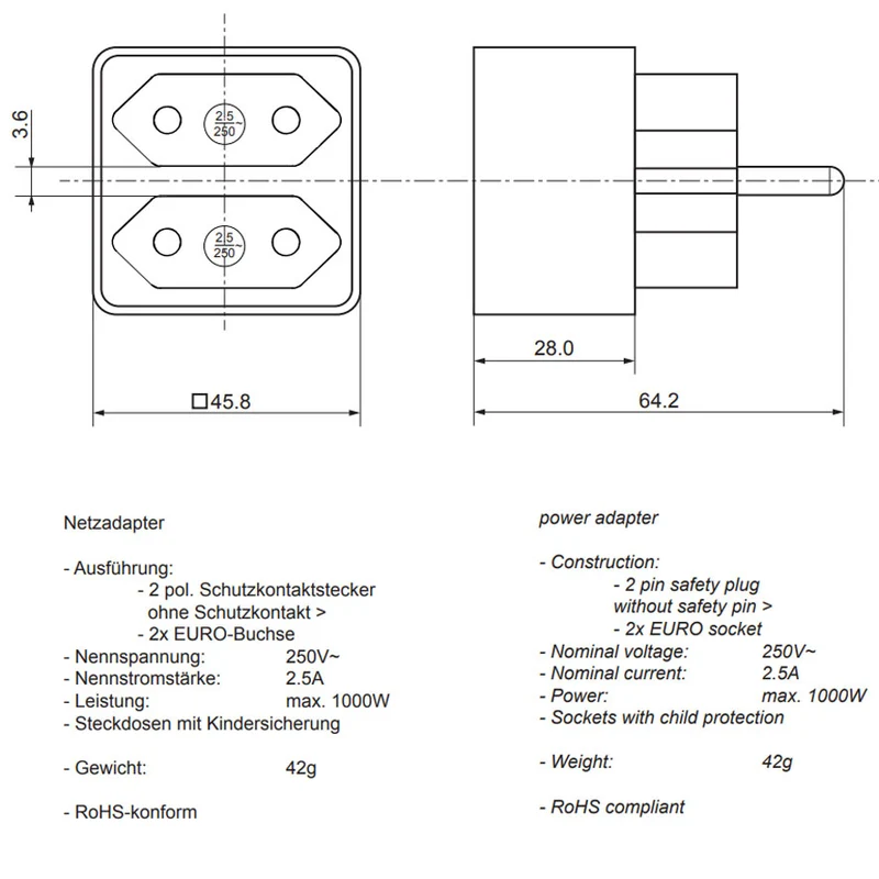 Goobay Euro-Mehrfach-Adapter I Reiseadapter